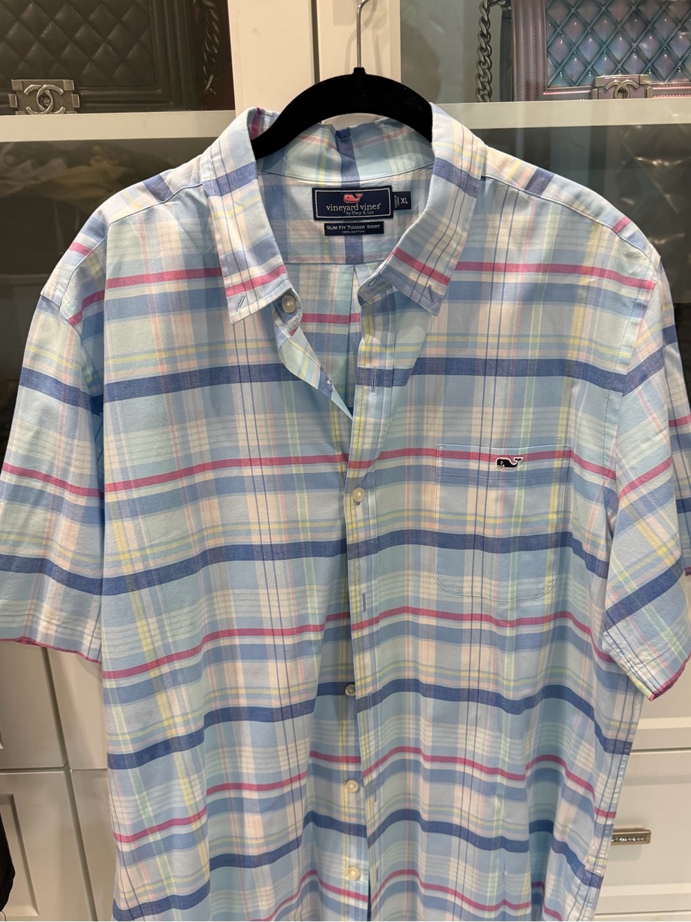 Vineyard Vines Blue Plaid Short-Sleeve Button-Down Shirt
